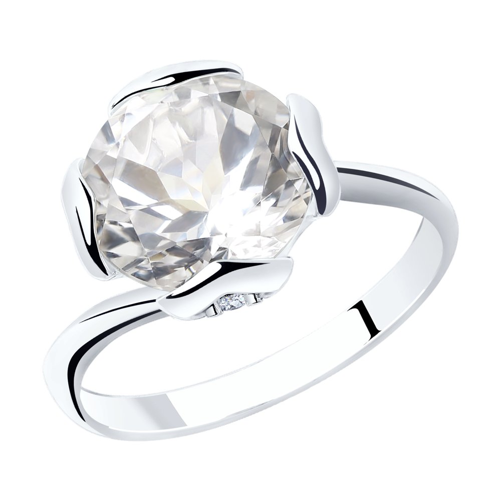 Серебряное кольцо SOKOLOV 92011795 с фианитом и горным хрусталём