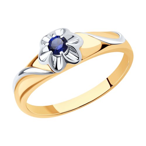 Кольцо из золочёного серебра Diamant 93-310-00982-1 с сапфировым корундом