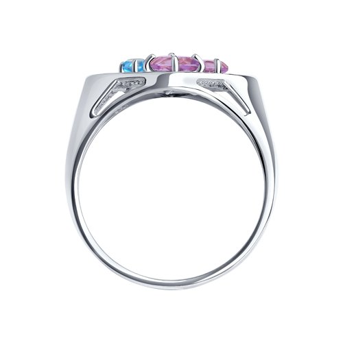 Серебряное кольцо Diamant 94-310-00989-1 с топазом, аметистом и миксом камней