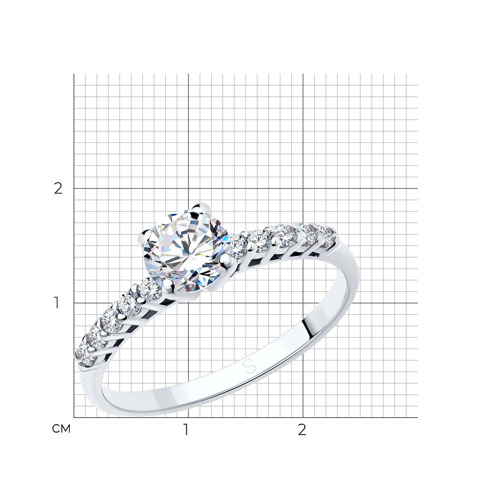 Помолвочное кольцо из серебра SOKOLOV с фианитом 94010157