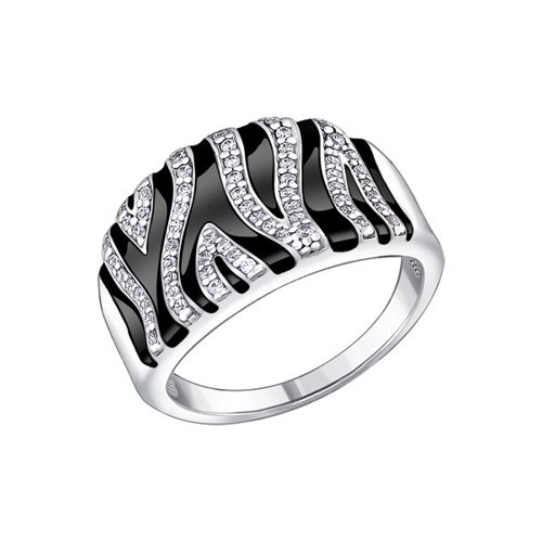Серебряное кольцо SOKOLOV 94010299 с фианитом и эмалью