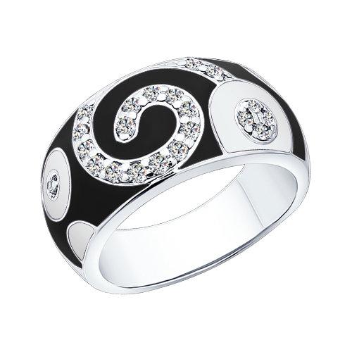 Серебряное кольцо SOKOLOV 94010397 с фианитом и эмалью