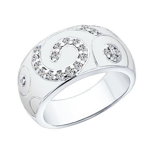 Серебряное кольцо SOKOLOV 94010398 с фианитом и эмалью