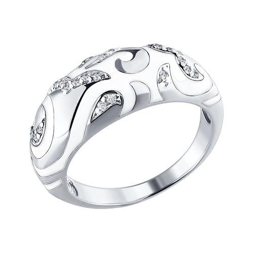 Серебряное кольцо SOKOLOV 94010399 с фианитом и эмалью
