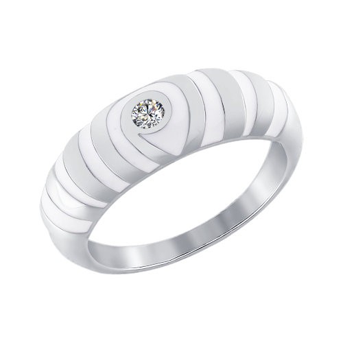 Серебряное кольцо SOKOLOV 94010403 с фианитом и эмалью