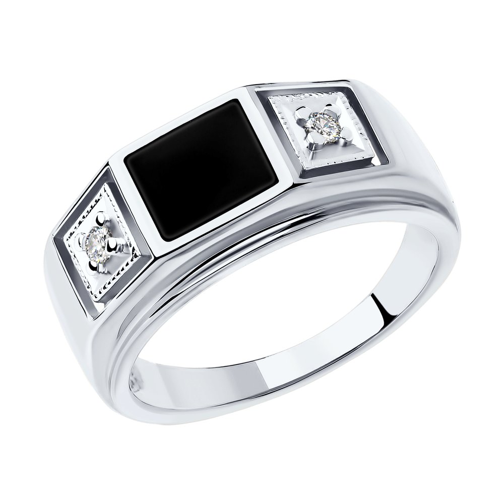 Серебряное кольцо SOKOLOV 94010437 с фианитом и эмалью