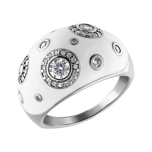 Серебряное кольцо SOKOLOV 94010883 с фианитом и эмалью