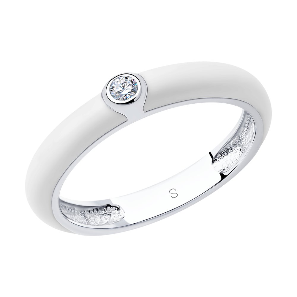 Серебряное кольцо SOKOLOV 94011143 с фианитом и эмалью