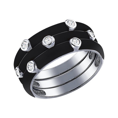 Серебряное кольцо SOKOLOV 94011146 с фианитом и эмалью
