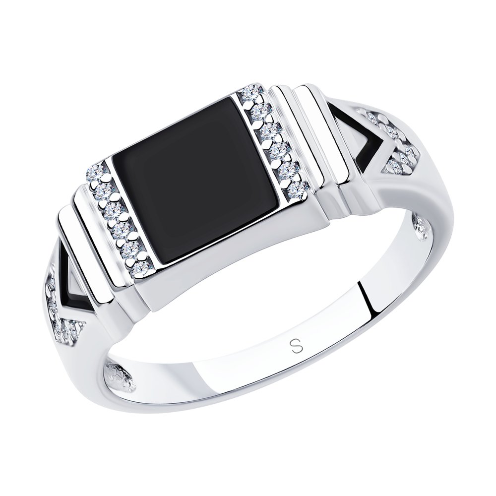 Серебряное кольцо SOKOLOV 94011323 с фианитом и эмалью