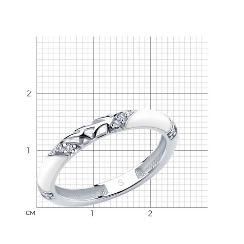 Серебряное кольцо SOKOLOV 94011336 с фианитом и эмалью
