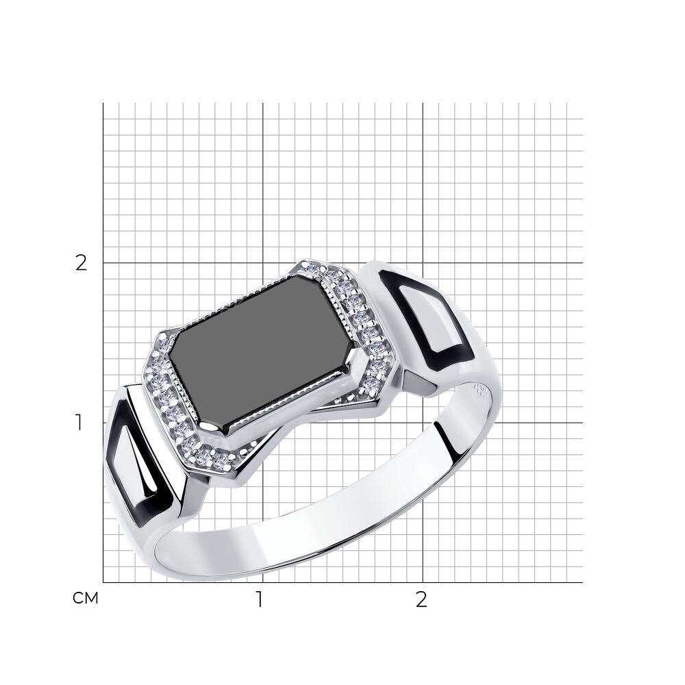 Серебряное кольцо SOKOLOV 94011392 с фианитом, эмалью и шпинелью