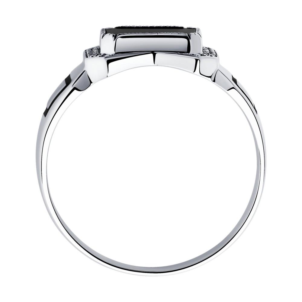 Серебряное кольцо SOKOLOV 94011392 с фианитом, ониксом, эмалью и шпинелем