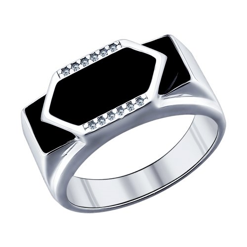 Серебряное кольцо SOKOLOV 94011396 с фианитом и эмалью