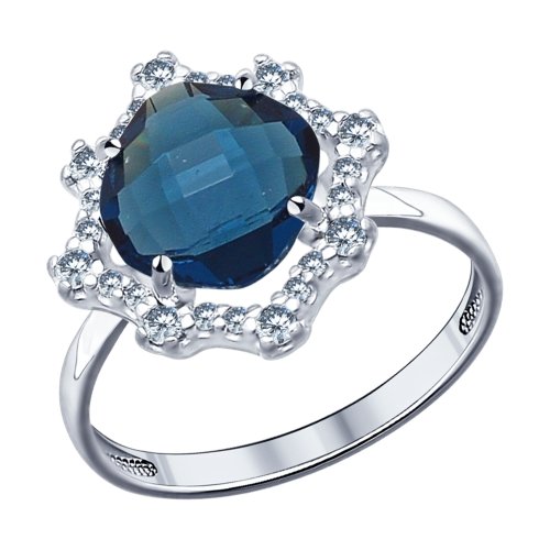 Серебряное кольцо SOKOLOV 94011528 с фианитом и ювелирным кристаллом