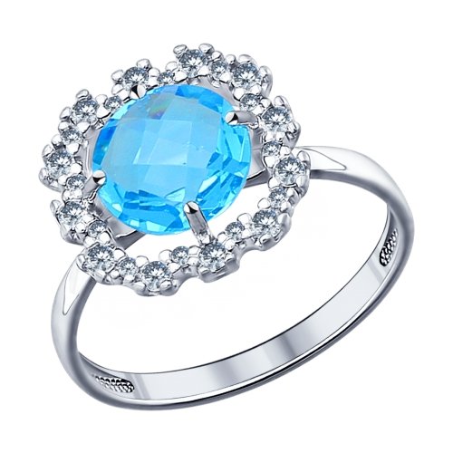 Серебряное кольцо SOKOLOV 94011529 с фианитом и ювелирным кристаллом