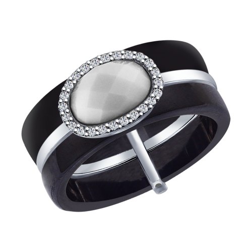 Серебряное кольцо SOKOLOV 94011601 с фианитом и керамикой