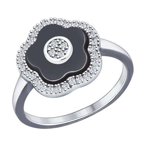 Серебряное кольцо SOKOLOV 94011620 с фианитом и керамикой