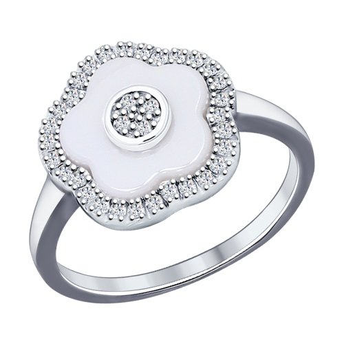 Серебряное кольцо SOKOLOV 94011621 с фианитом и керамикой