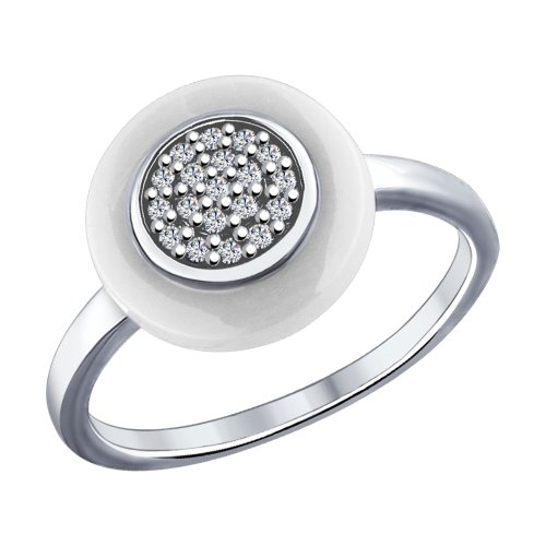 Серебряное кольцо SOKOLOV 94011636 с фианитом и керамикой