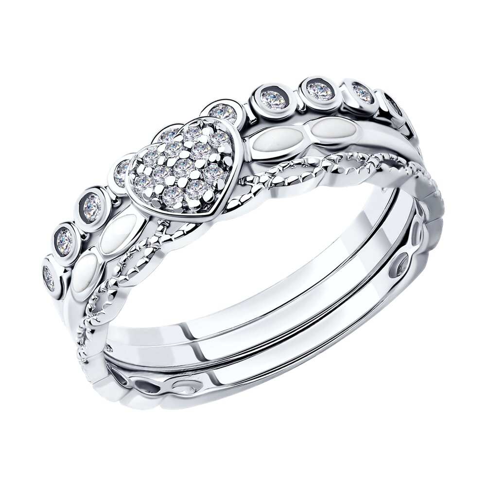 Серебряное кольцо SOKOLOV 94011705 с фианитом и эмалью