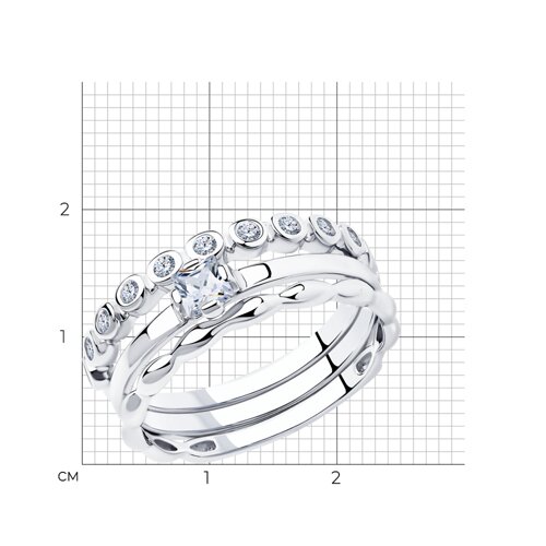Серебряное кольцо-трансформер SOKOLOV с фианитом 94011706