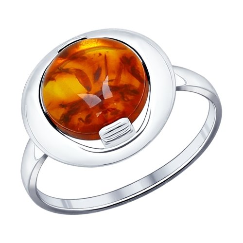 Серебряное кольцо SOKOLOV 94011821 с янтарём