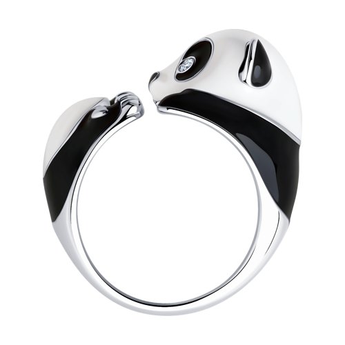 Серебряное кольцо SOKOLOV 94011906 с фианитом и эмалью