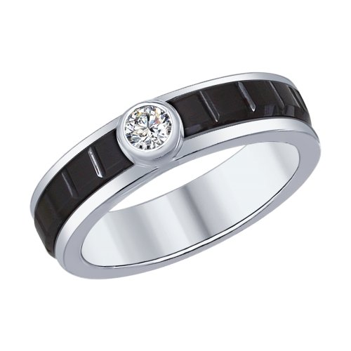 Серебряное кольцо SOKOLOV 94011929 с фианитом и керамикой