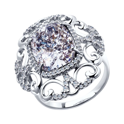 Серебряное кольцо SOKOLOV 94011944 с фианитом и кристаллом Swarovski