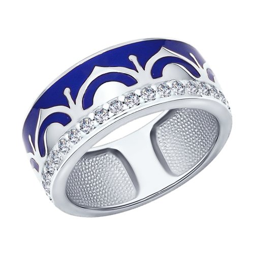 Серебряное кольцо SOKOLOV 94011950 с фианитом и эмалью