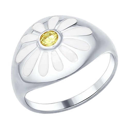 Серебряное кольцо SOKOLOV 94012007 с фианитом и эмалью
