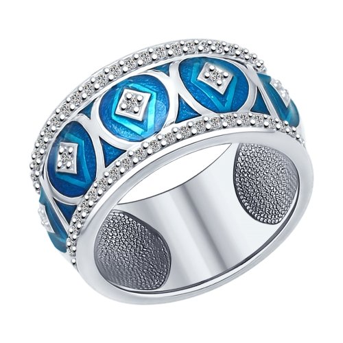 Серебряное кольцо SOKOLOV 94012152 с фианитом и эмалью