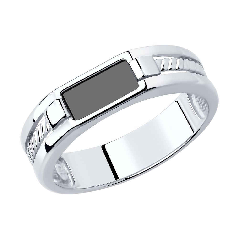 Серебряное кольцо SOKOLOV 94012169 с фианитом и ониксом