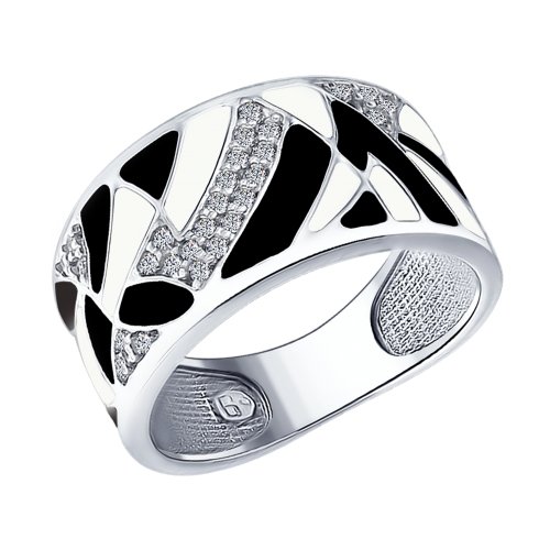 Серебряное кольцо SOKOLOV 94012192 с фианитом и эмалью