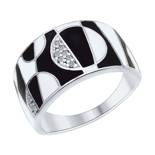 Серебряное кольцо SOKOLOV 94012208 с фианитом и эмалью