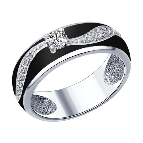Серебряное кольцо SOKOLOV 94012258 с фианитом и эмалью