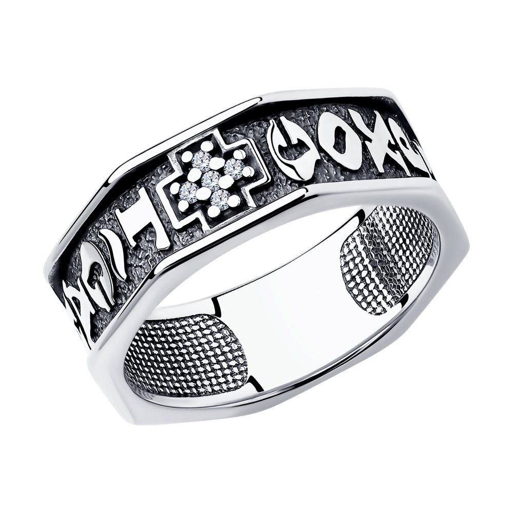 Кольцо из черненого серебра Diamant 95-110-01093-1 с фианитом