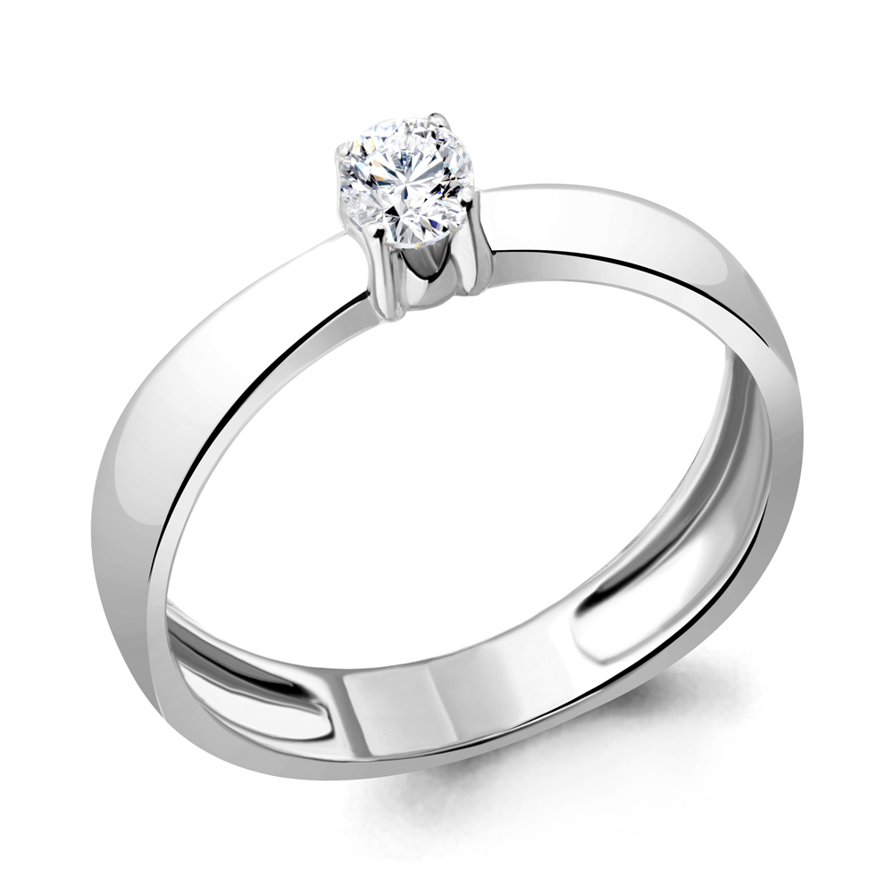 Помолвочное кольцо из белого золота AQUAMARINE с бриллиантом 961297