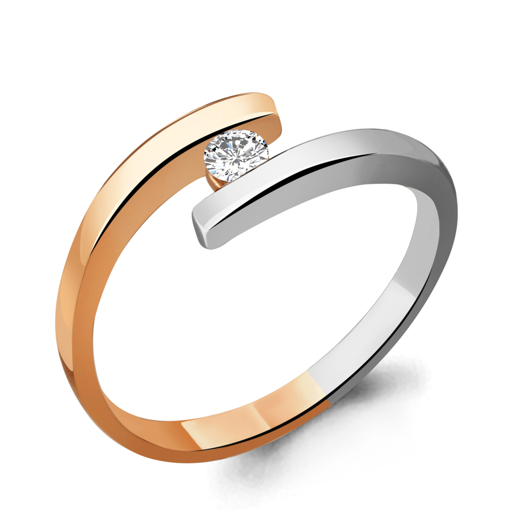 Золотое кольцо AQUAMARINE 961586к с бриллиантом