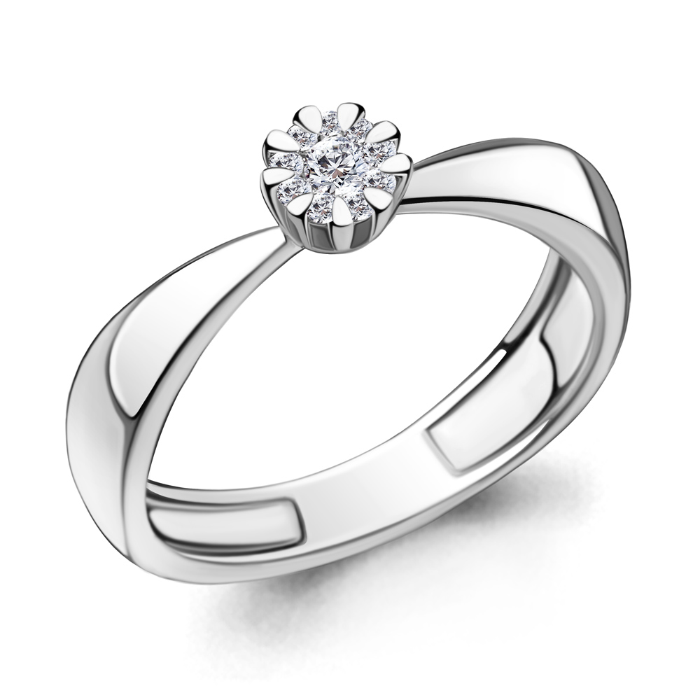 Помолвочное кольцо из белого золота AQUAMARINE с бриллиантом 961608