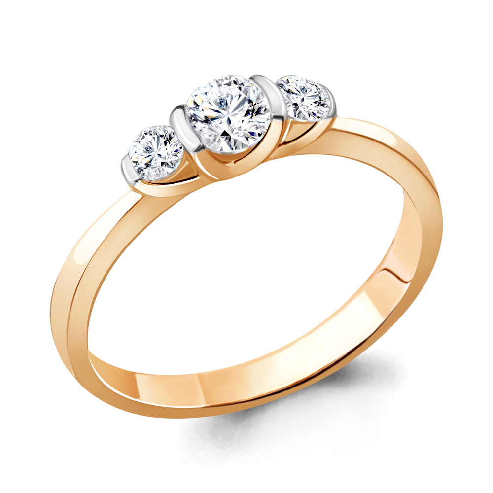 Золотое кольцо AQUAMARINE 961746к с бриллиантом