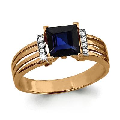 Золотое кольцо AQUAMARINE 961859кс с бриллиантом и сапфиром