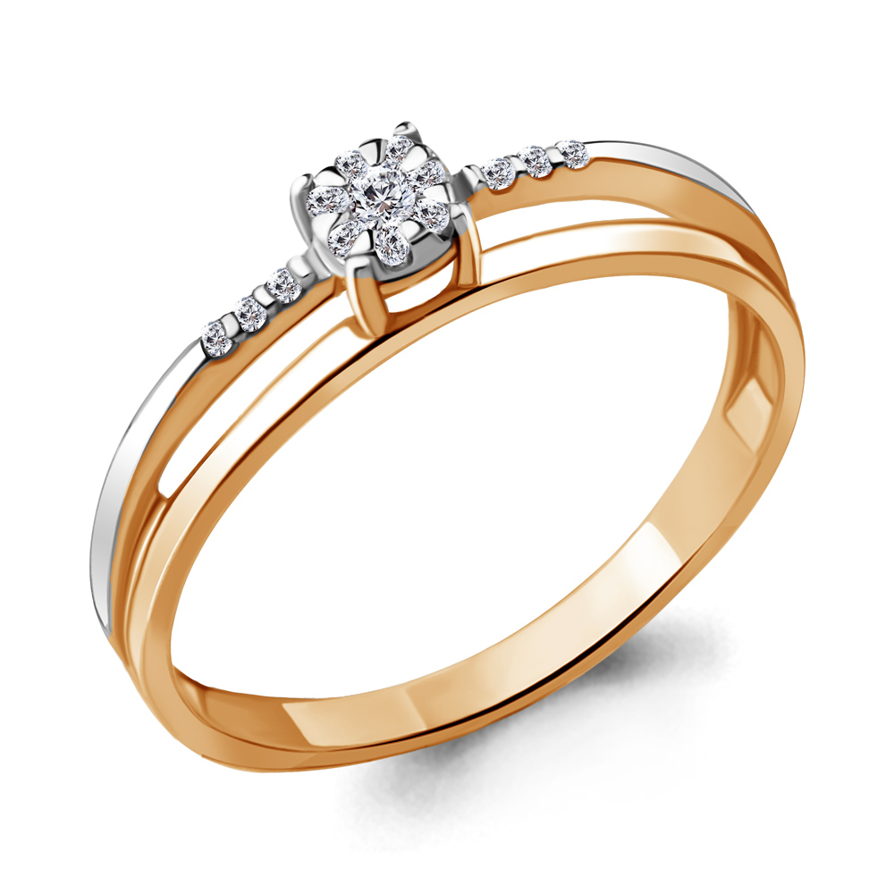 Золотое кольцо AQUAMARINE 962781к с бриллиантом
