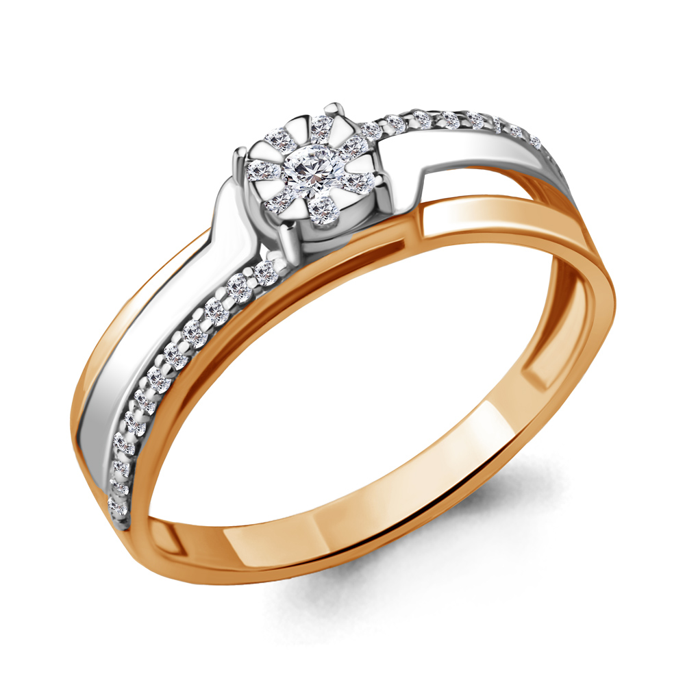 Золотое кольцо AQUAMARINE 962789к с бриллиантом