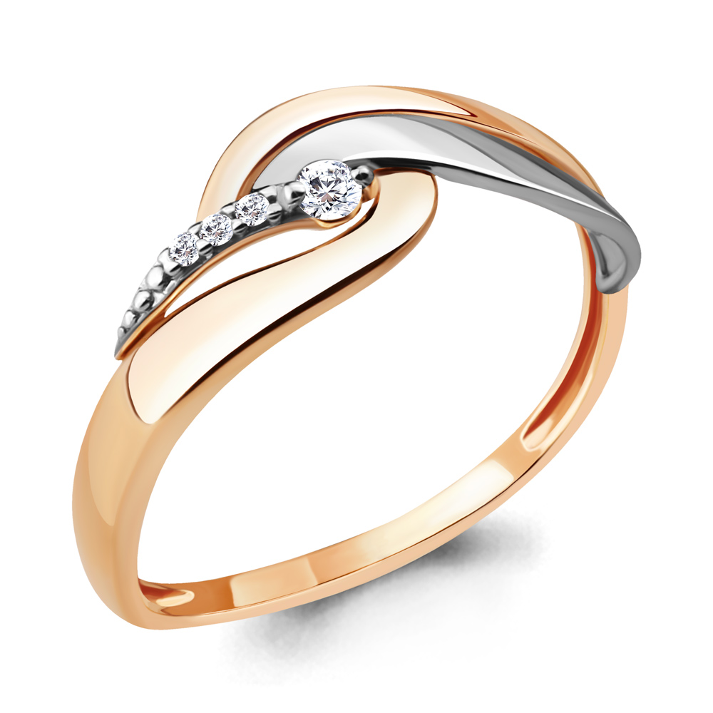 Золотое кольцо AQUAMARINE 962838к с бриллиантом
