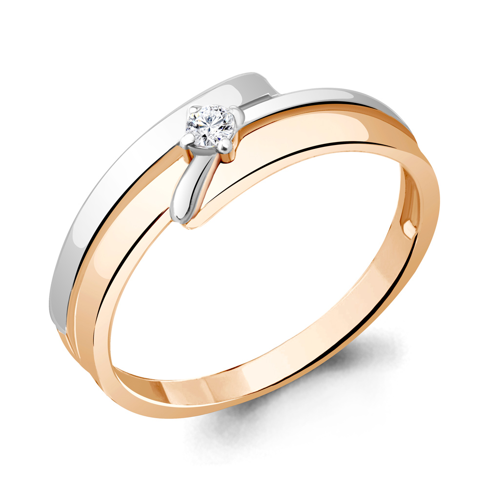Золотое кольцо AQUAMARINE 963001к с бриллиантом