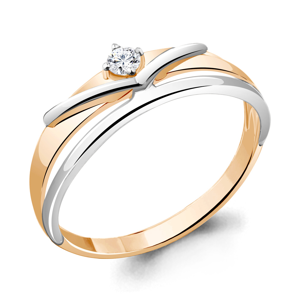 Золотое кольцо AQUAMARINE 963002к с бриллиантом