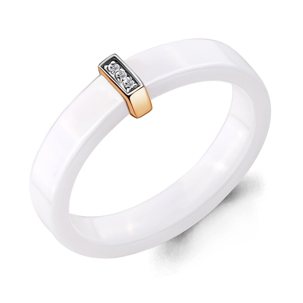 Золотое кольцо AQUAMARINE 963010к с бриллиантом и керамикой