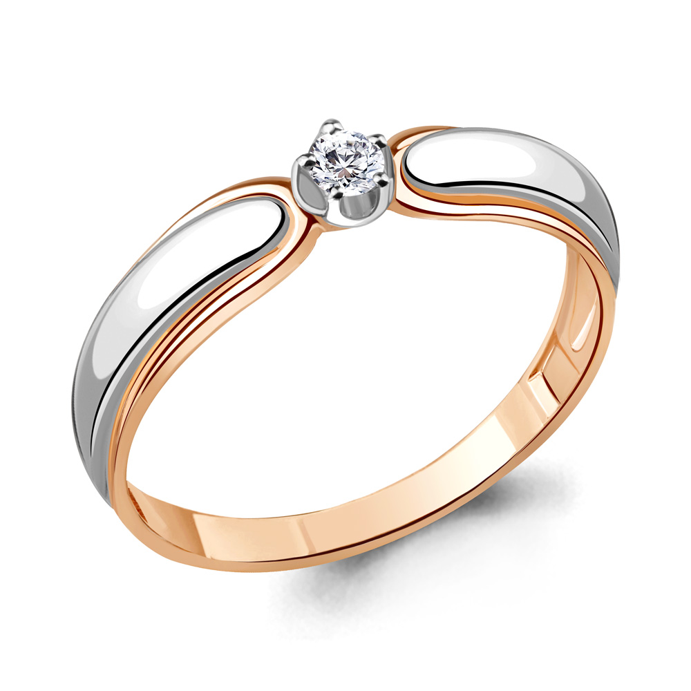 Золотое кольцо AQUAMARINE 963012к с бриллиантом